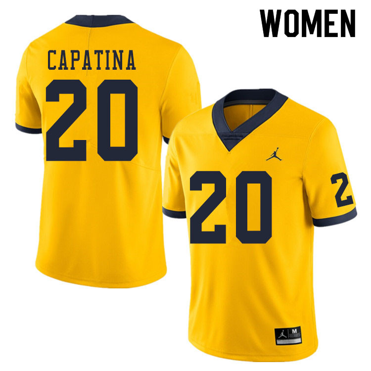 Women #20 Nicholas Capatina Michigan Wolverines College Football Jerseys Sale-Yellow